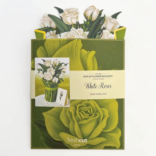 Pop-up Large Greeting Cards - White Roses