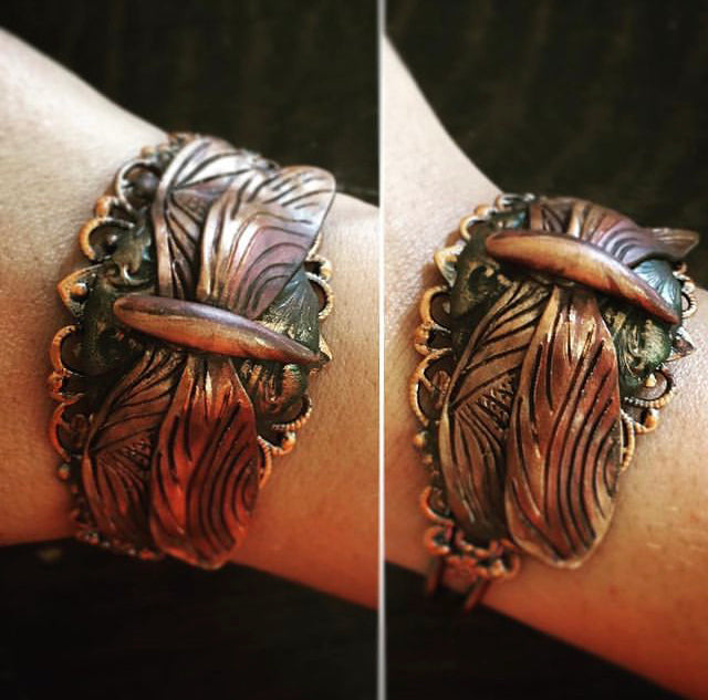 Carved Clay Dragonfly Cuff