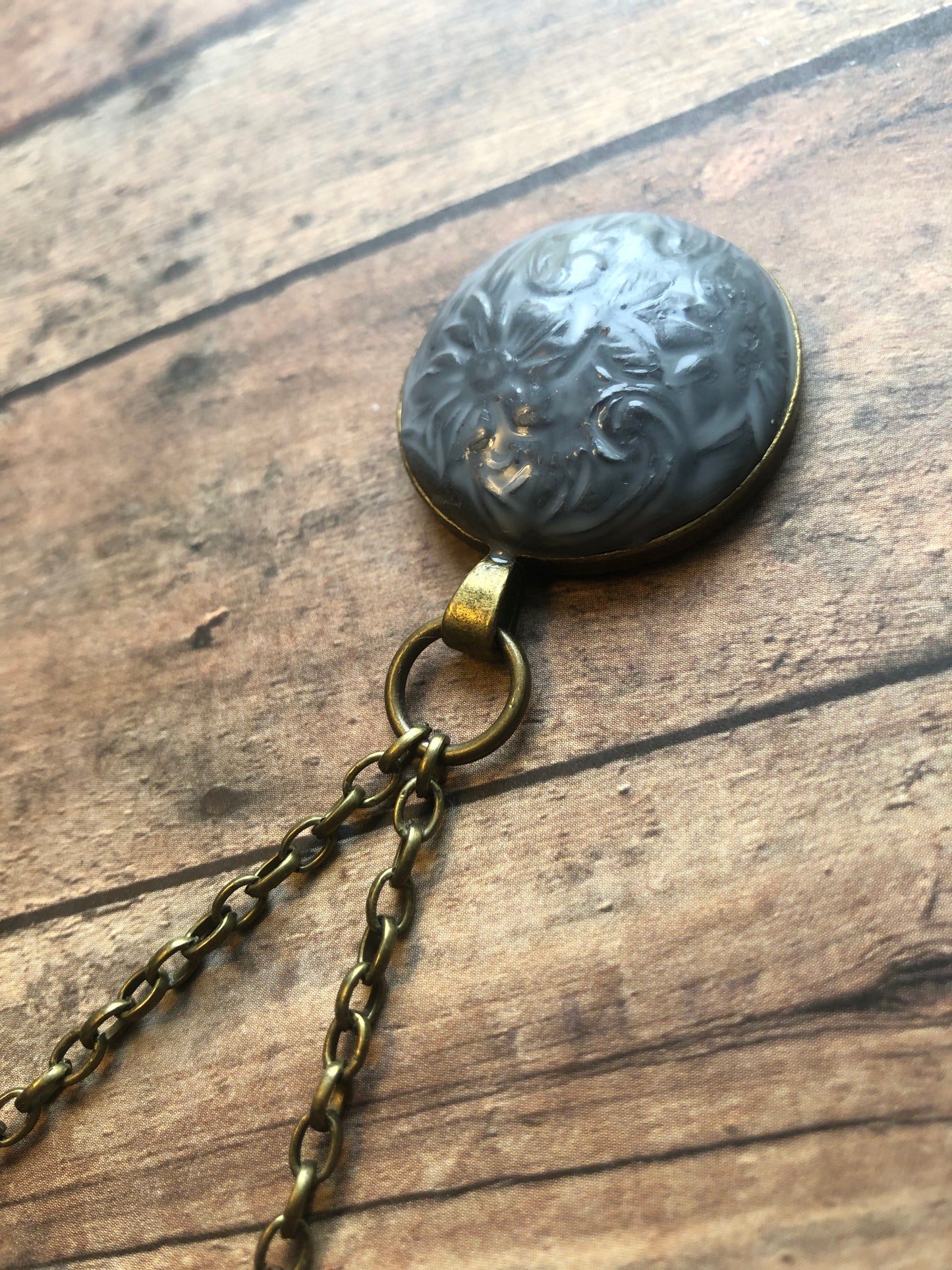 Large Filagree Floral Ceramic Style Pendant - No. 6