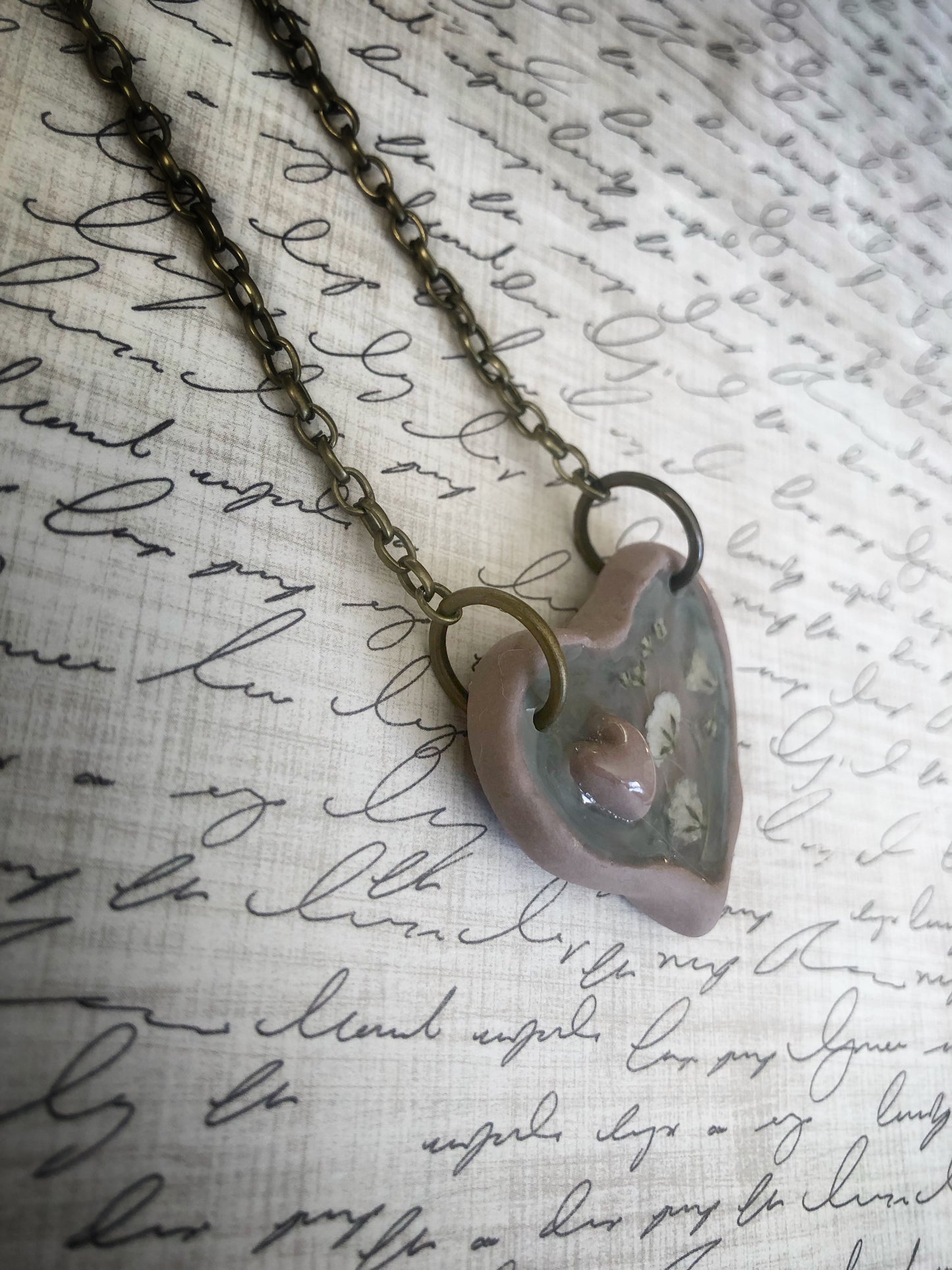Large Hand-crafted Clay Heart Pendant