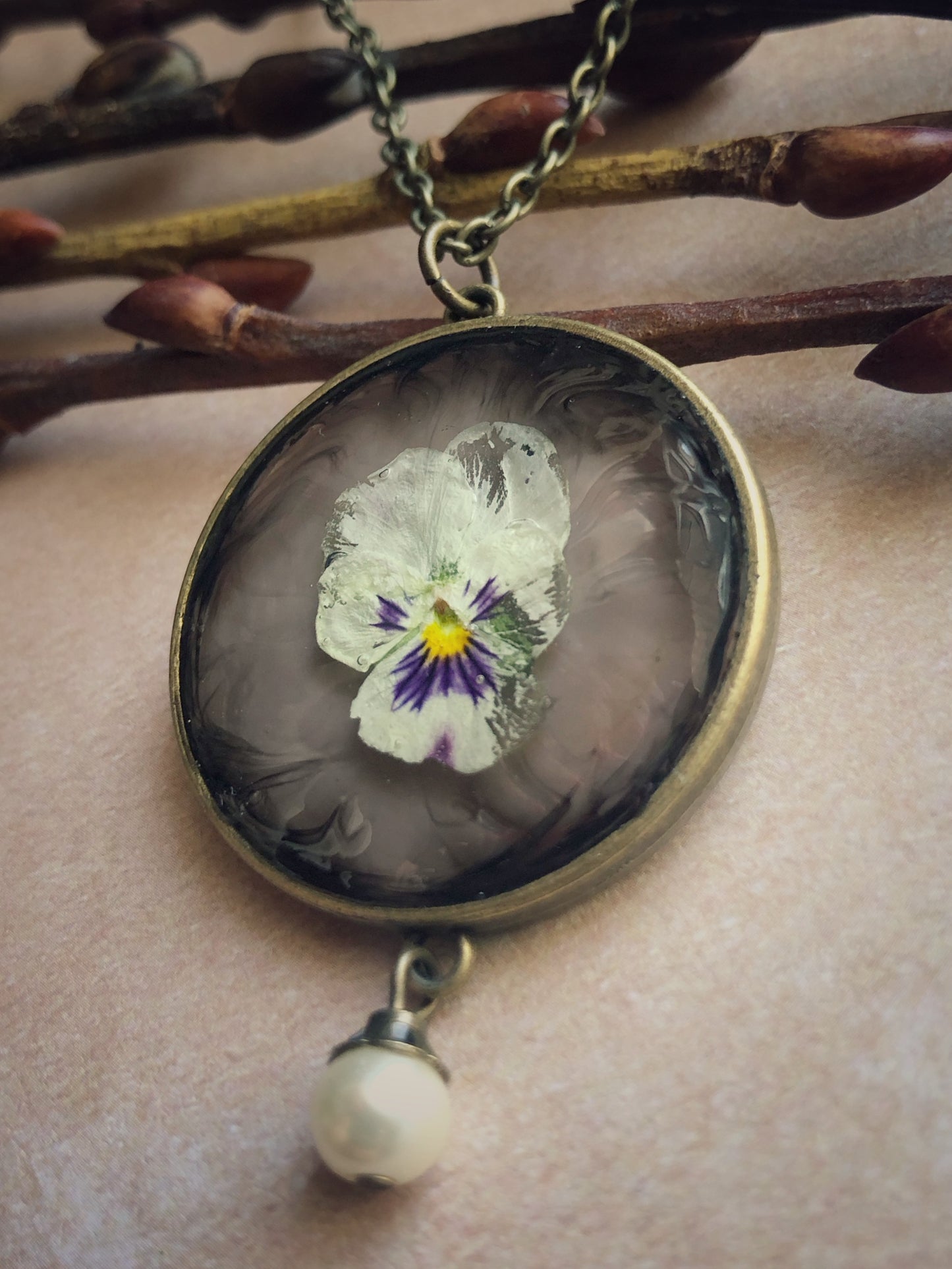 Tattered Bloom Preserved Pendant Necklace No.1