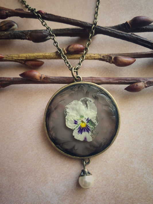 Tattered Bloom Preserved Pendant Necklace No.1