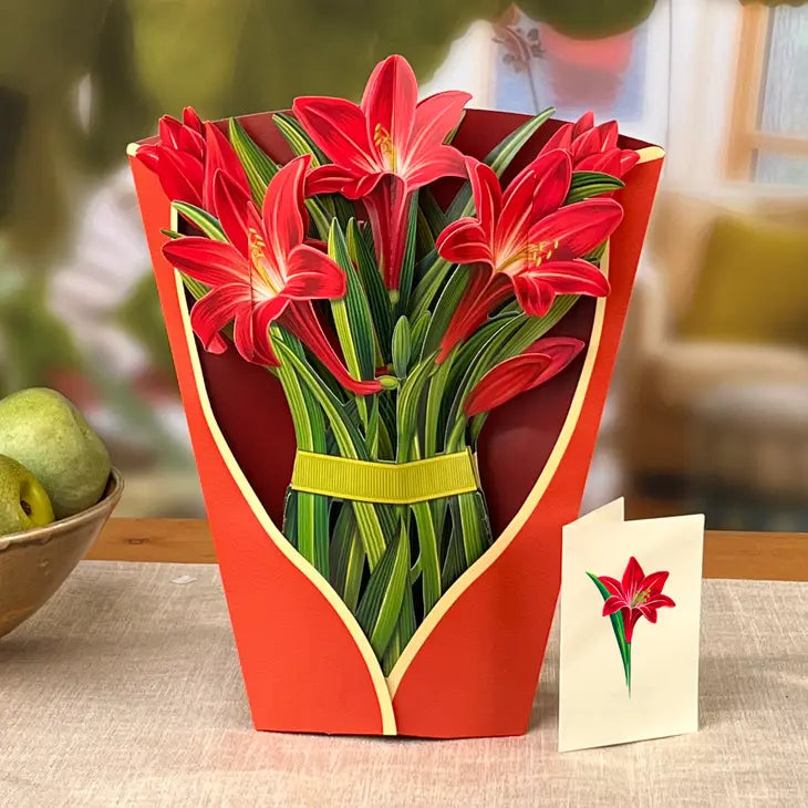 Pop-up Large Greeting Cards - Red Amaryllis