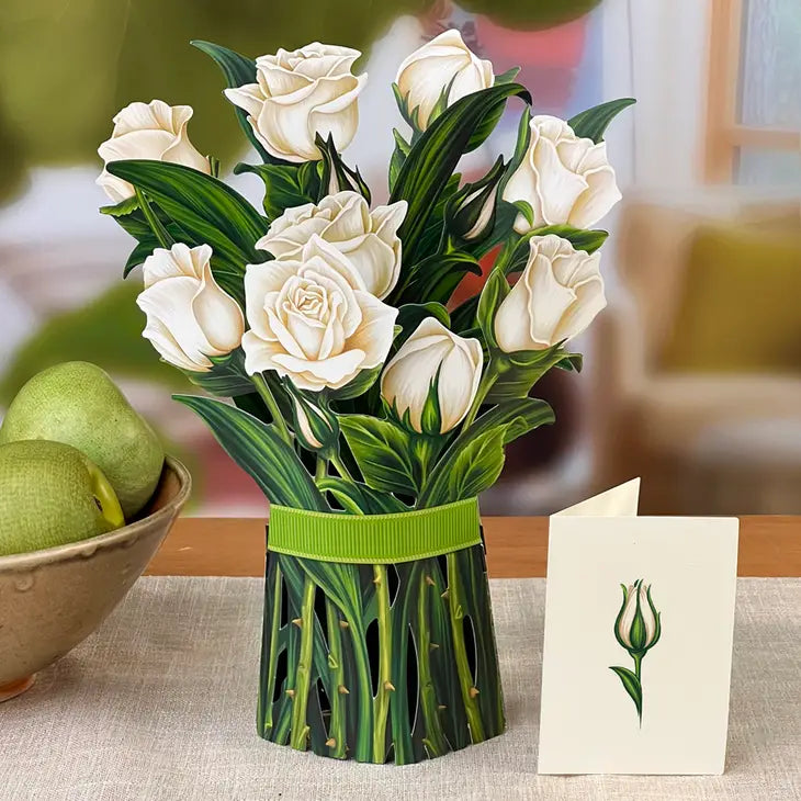 Pop-up Large Greeting Cards - White Roses