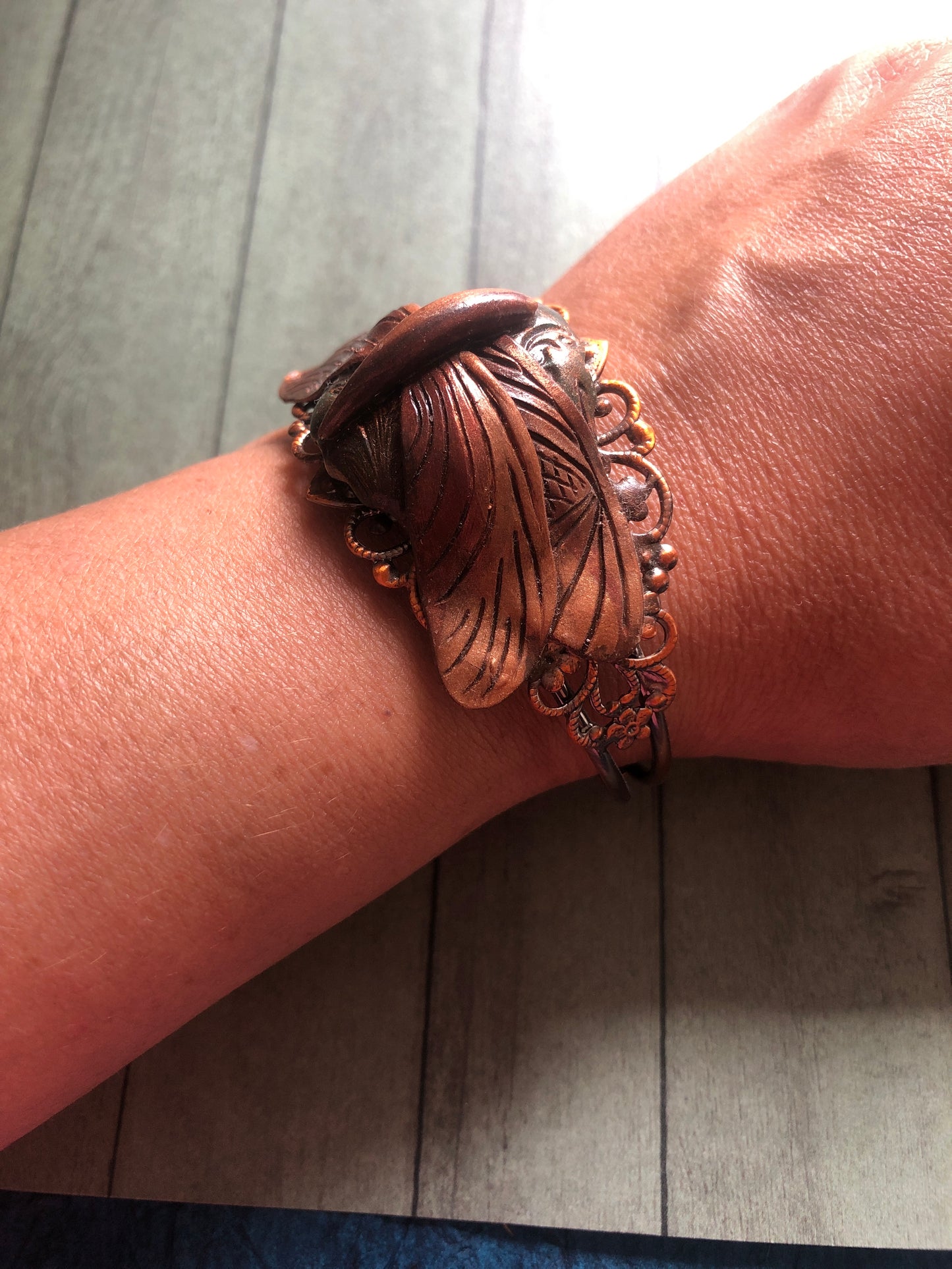 Carved Clay Dragonfly Cuff