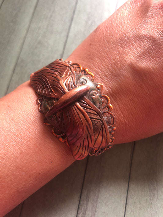 Carved Clay Dragonfly Cuff